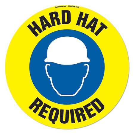 Signmission Hard Hat Required 16in Non-Slip Floor Marker, 3PK, 16 in L, 16 in H, FD-2-C-16-3PK-99929 FD-2-C-16-3PK-99929